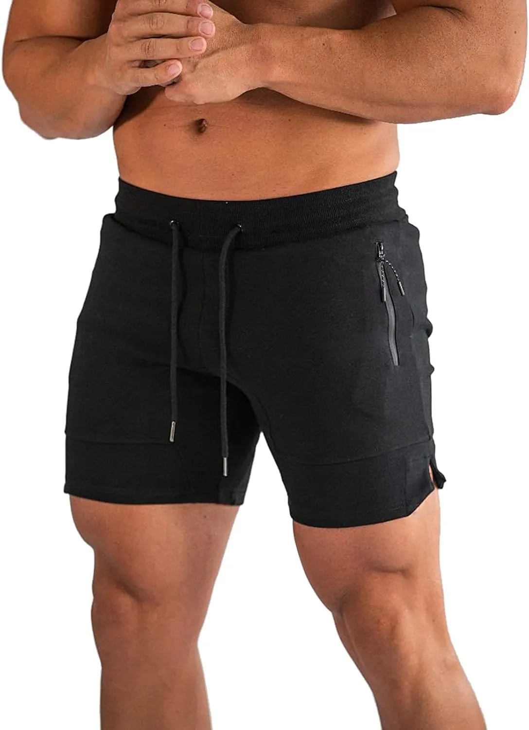 BUXKR Mens Workout Shorts 5 Inch Quick Dry Gym Shorts for Men Athletic Running Shorts with Zipper Pockets