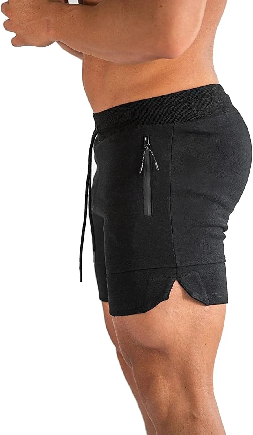 BUXKR Mens Workout Shorts 5 Inch Quick Dry Gym Shorts for Men Athletic Running Shorts with Zipper Pockets