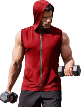 COOFANDY Men's Workout Hooded Tank Tops Zip Up Sleeveless Hoodie Bodybuilding Fitness Gym Muscle Cut Off T Shirt