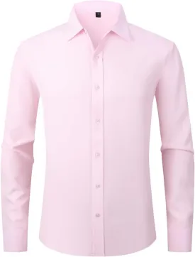 Dress Shirts for Men's Long Sleeve Button Down Shirt Slim Fit Business Formal Stretch Shirt