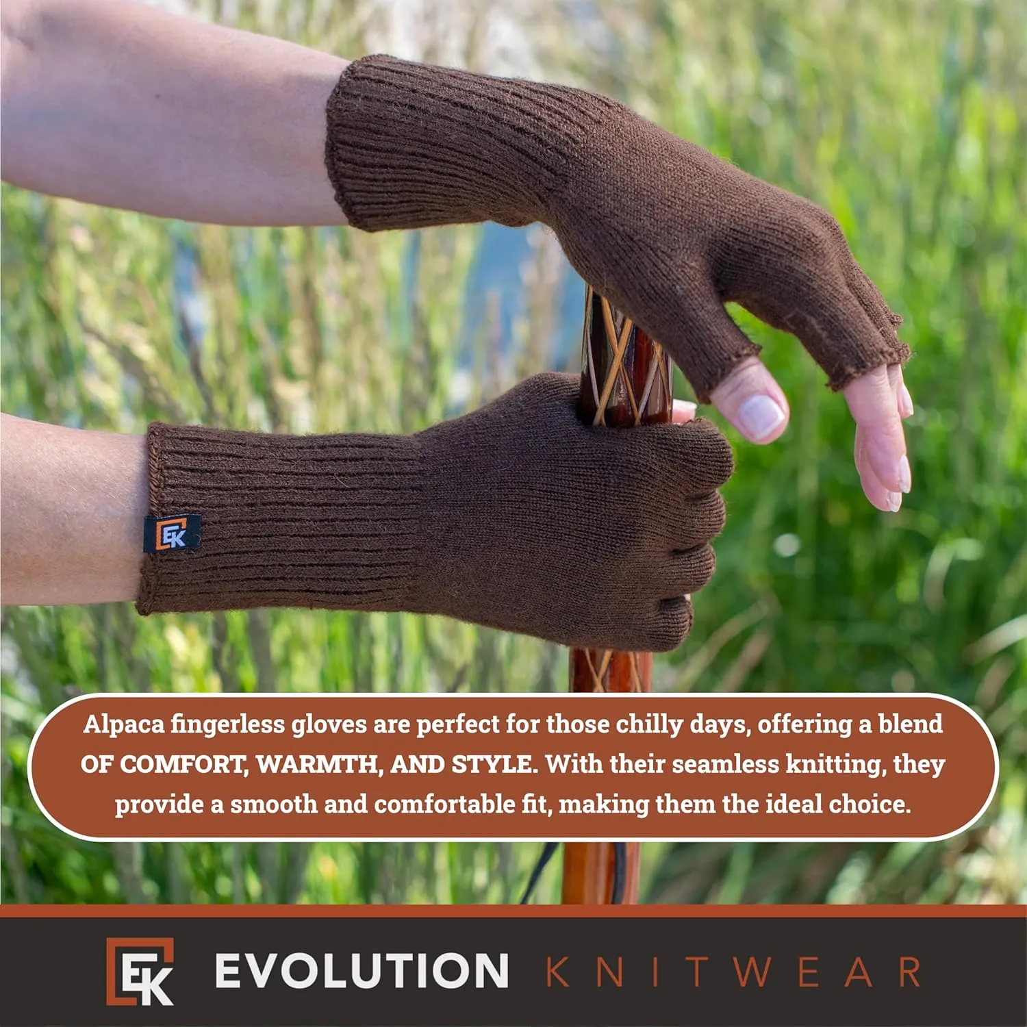 Evolution Knitwear Alpaca Knit Fingerless Gloves for Women - Super Soft Baby Alpaca - Made in the USA - Small