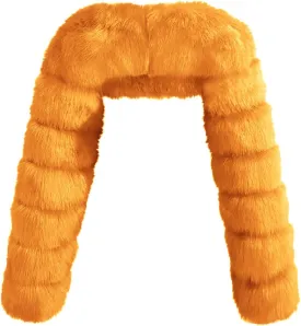 HGps8w Women's Faux Fur Winter Coats Luxury Cropped Jackets - Long Sleeve Shaggy Warm Outerwear Short Shrug Overcoat