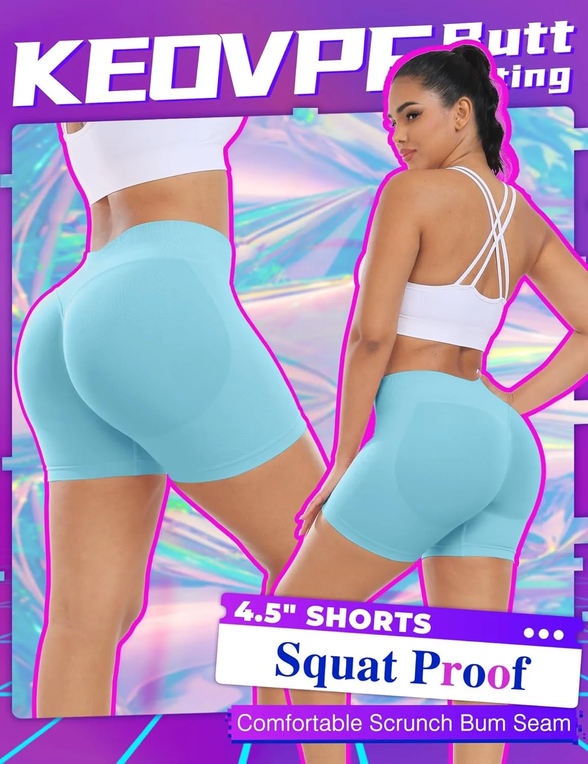 Impact Gym Shorts Women 4.5" Workout Shorts Scrunch Butt Lifting Seamless Booty Shorts Yoga Shorts Biker Shorts