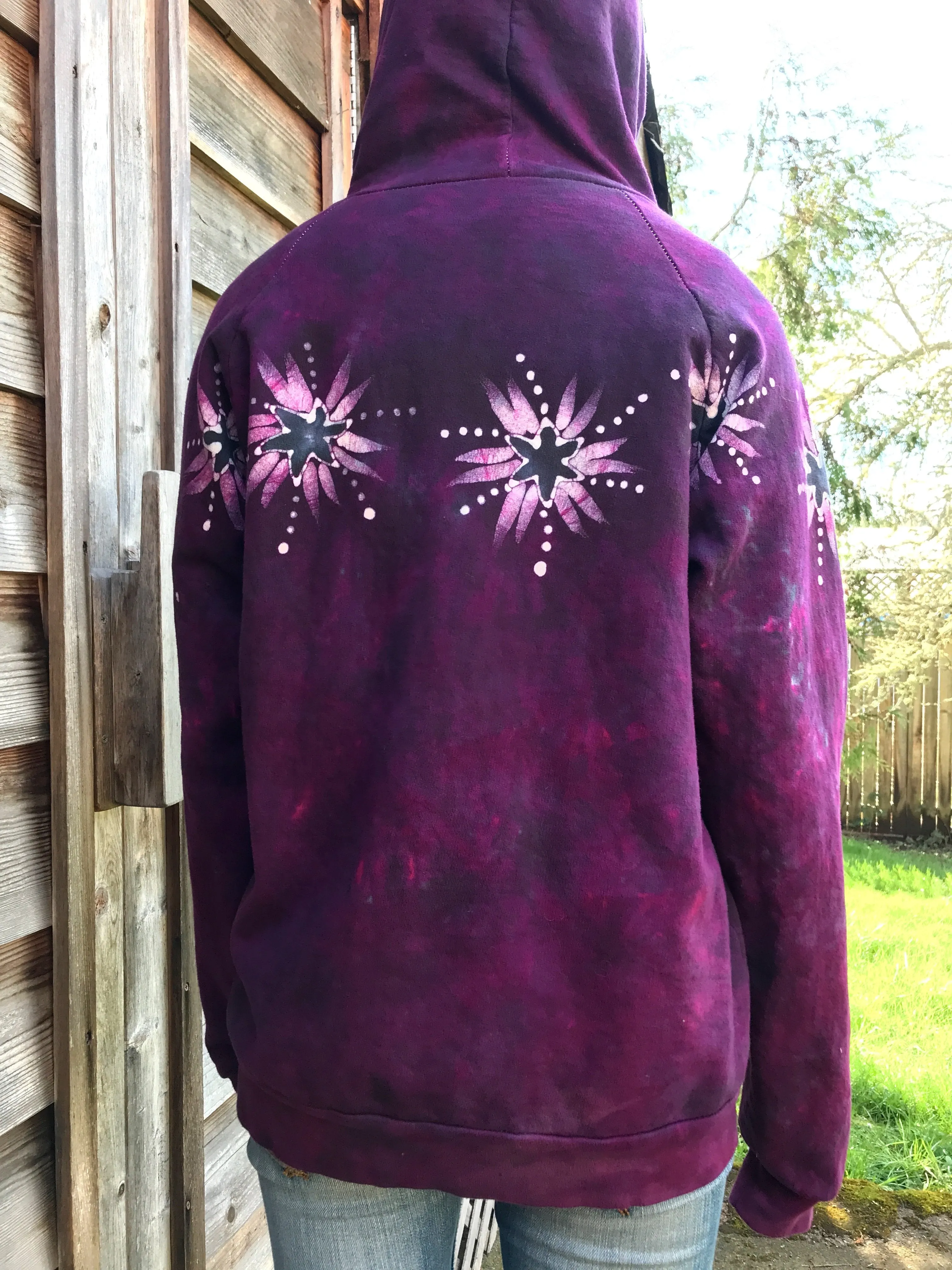 Maroon Moonlight Tranquility - Organic Cotton Batikwalla Hoodie