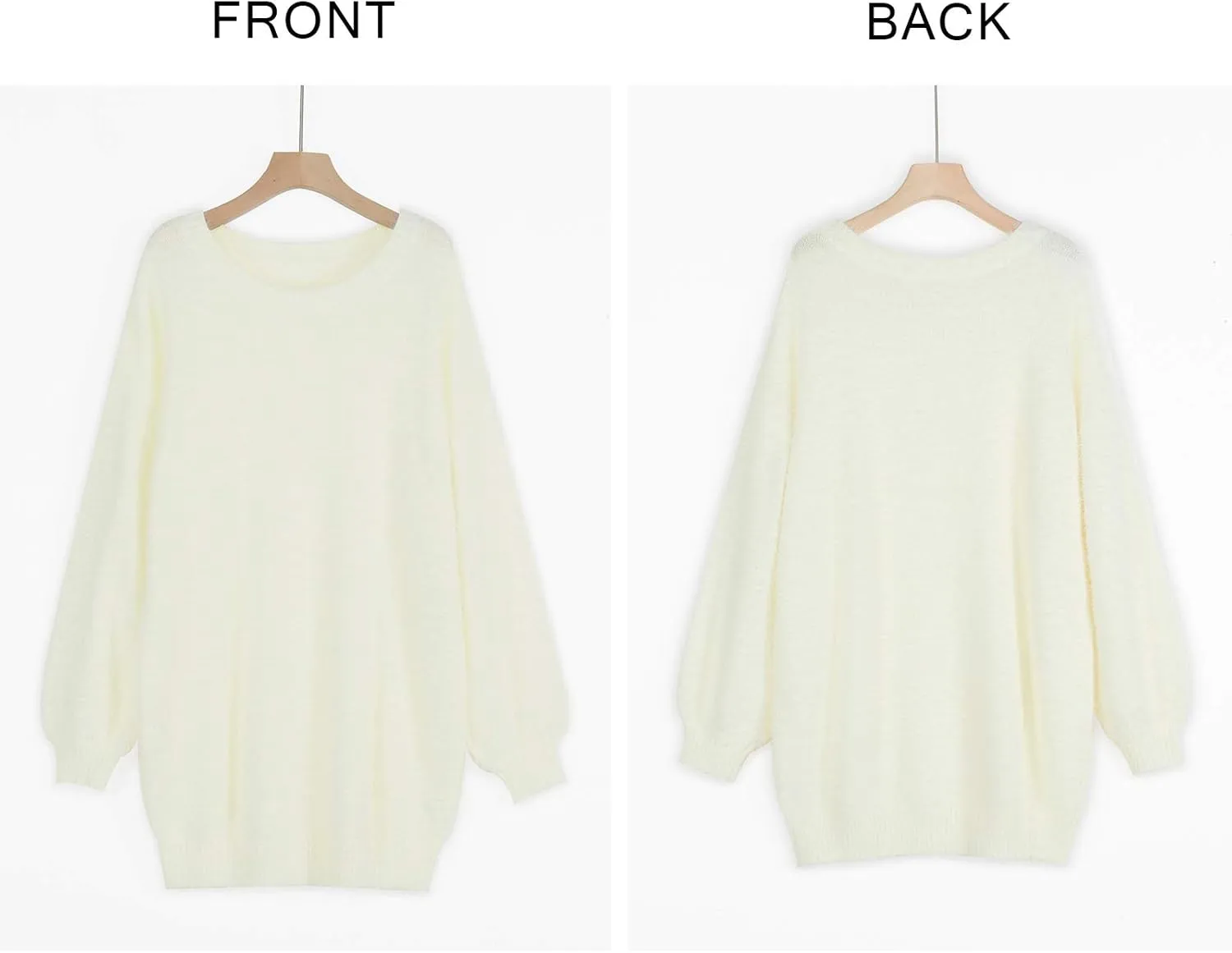 Meenew Women's Furry Pullover Sweater Dress Loose Oversized Long Knitted Tops
