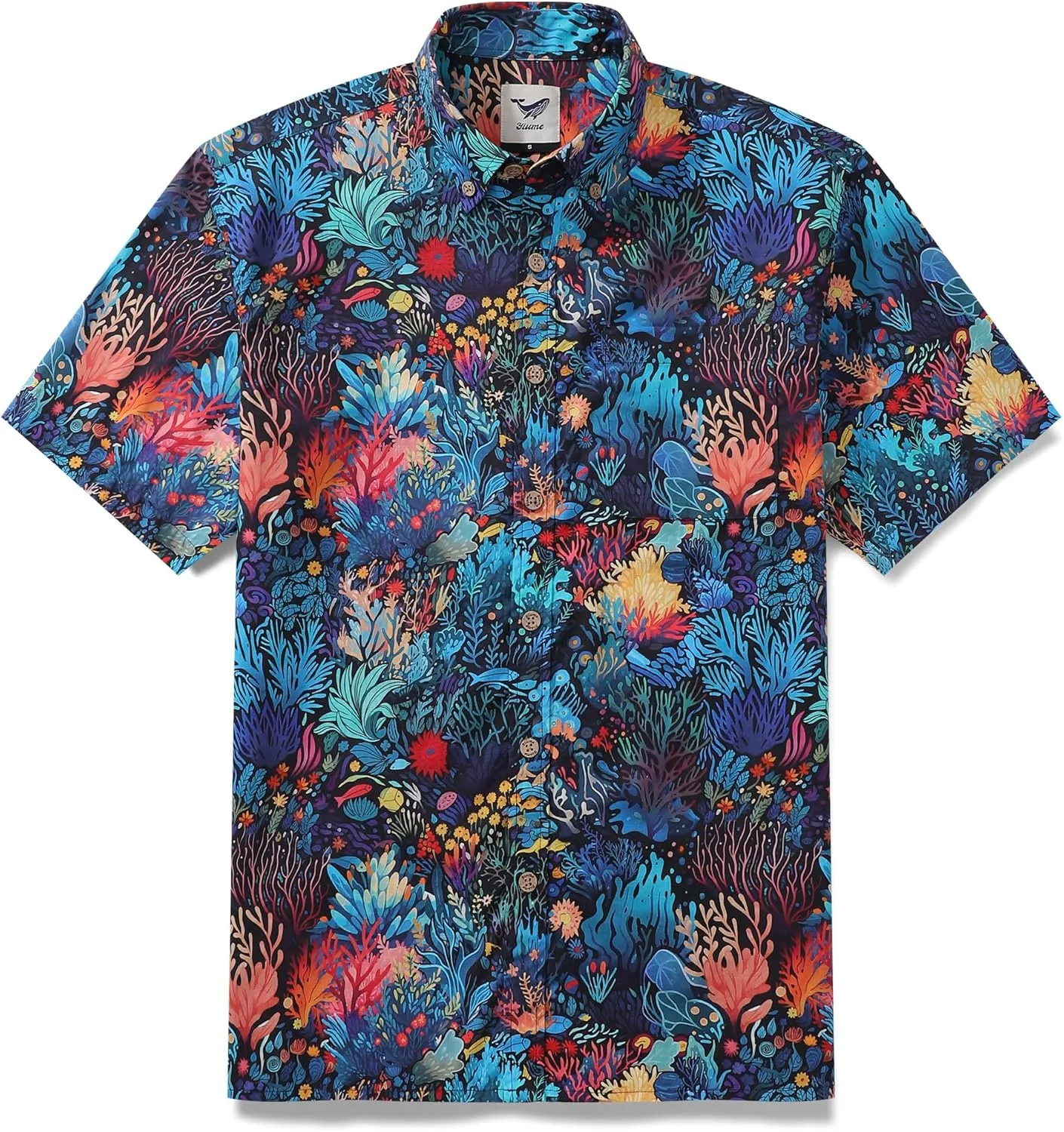 Mens Hawaiian Shirt Cotton Casual Button-Down Summer Beach Shirt Short Sleeve Aloha Shirt Tropical Shirts for Vacation