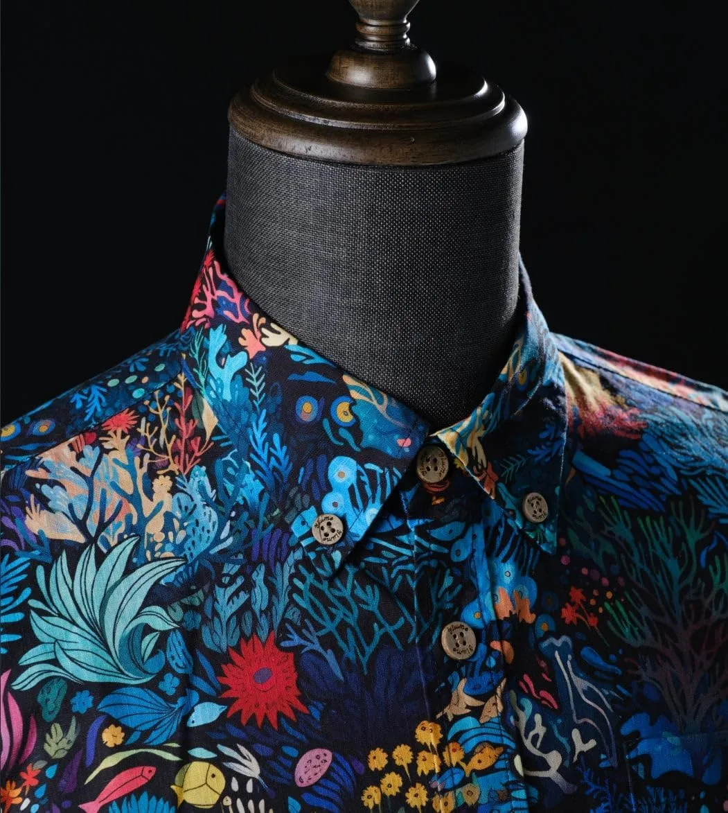 Mens Hawaiian Shirt Cotton Casual Button-Down Summer Beach Shirt Short Sleeve Aloha Shirt Tropical Shirts for Vacation
