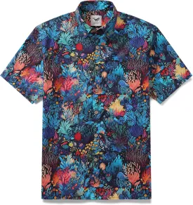 Mens Hawaiian Shirt Cotton Casual Button-Down Summer Beach Shirt Short Sleeve Aloha Shirt Tropical Shirts for Vacation