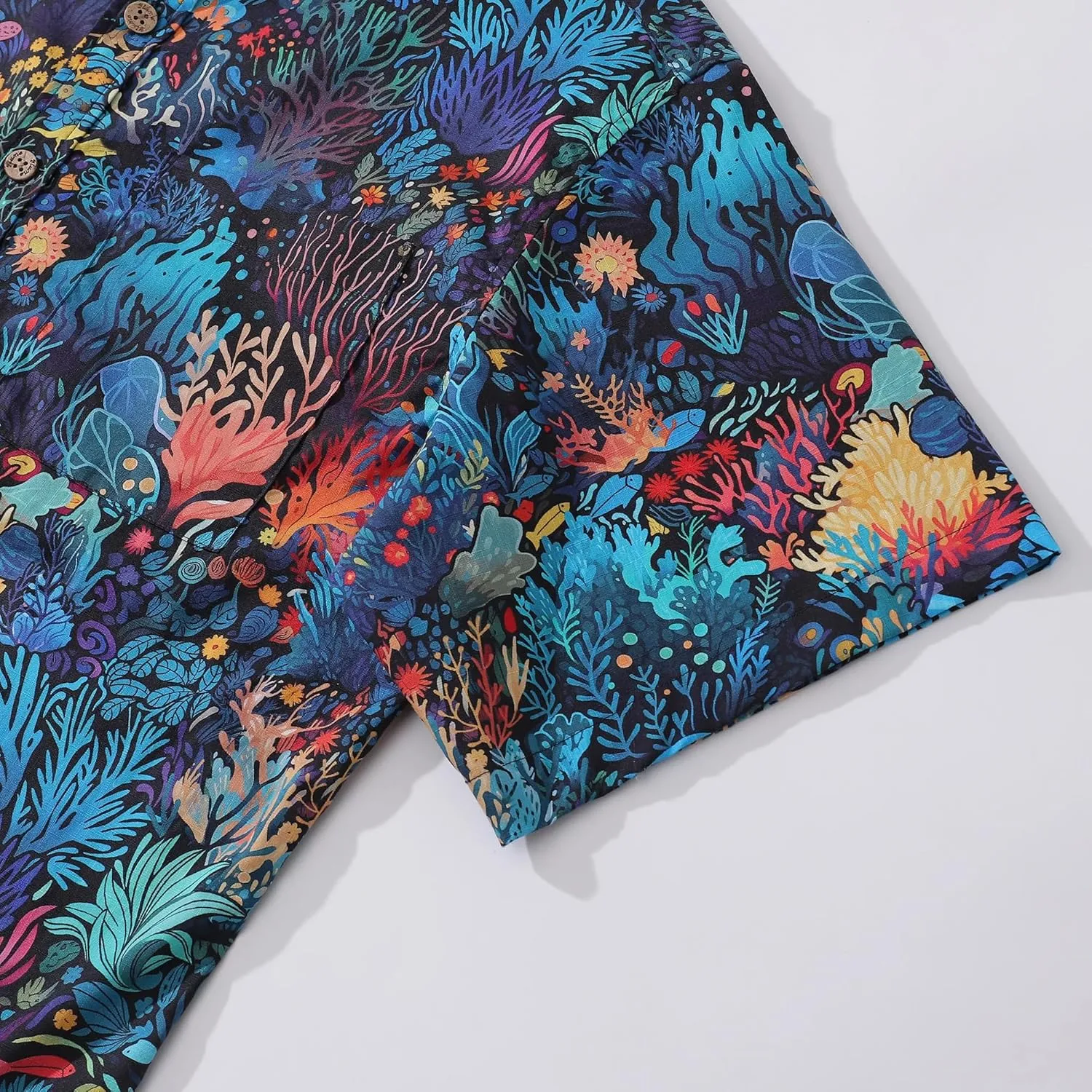 Mens Hawaiian Shirt Cotton Casual Button-Down Summer Beach Shirt Short Sleeve Aloha Shirt Tropical Shirts for Vacation