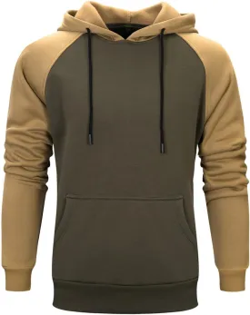 Mens Hoodies Pullover Midweight Fleece Color Block Hooded Sweatshirt with Pockets Casual Long Sleeve