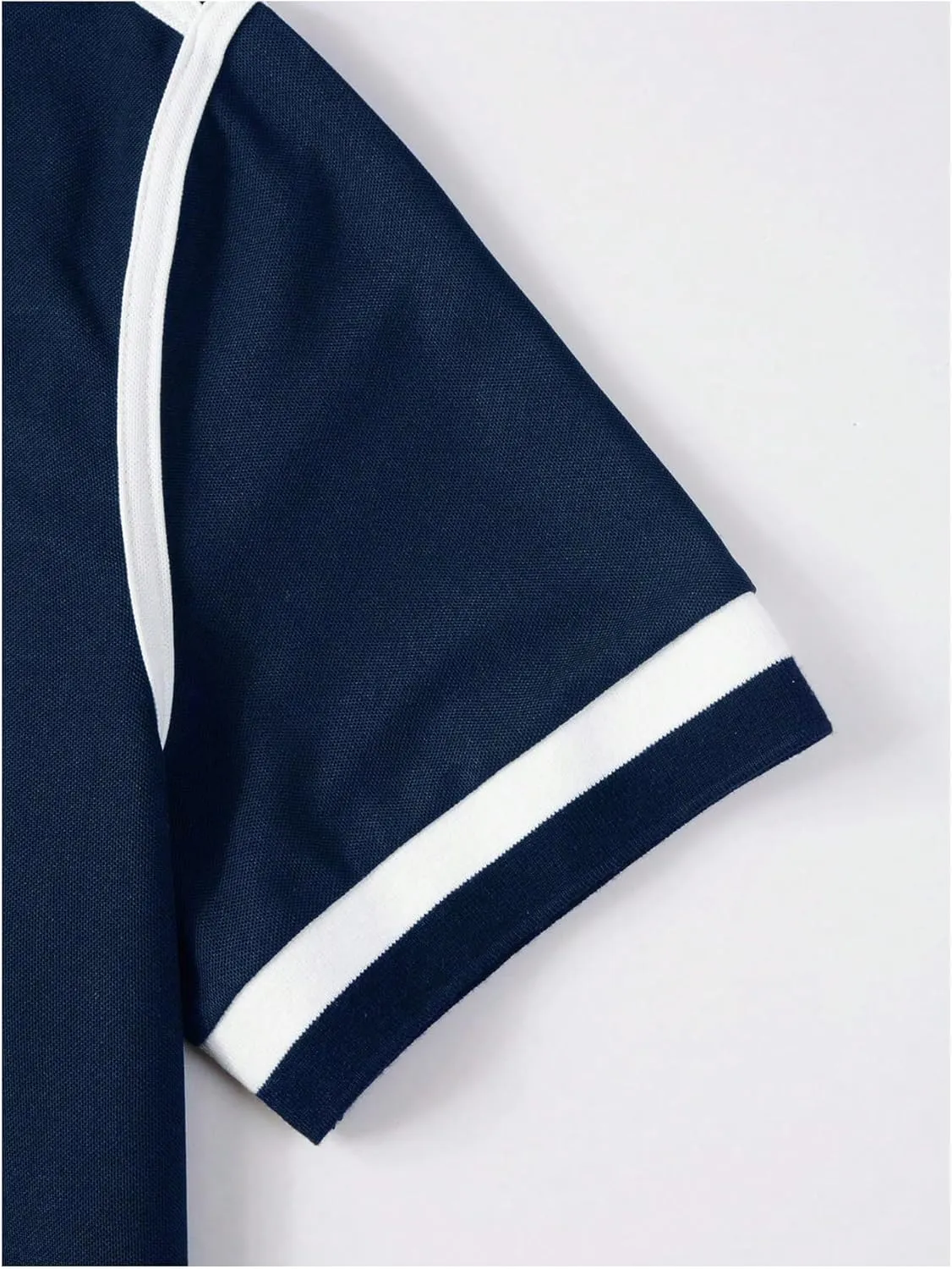 Men's Striped Collared T Shirt Short Sleeve Button Front Golf Shirt Casual Work Tops