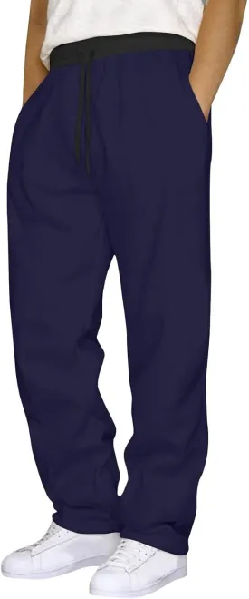 Mens Sweatpants Drawstring Waist Straight Wide Leg Baggy Pants Workout Athletic Sweatpants with Pocket