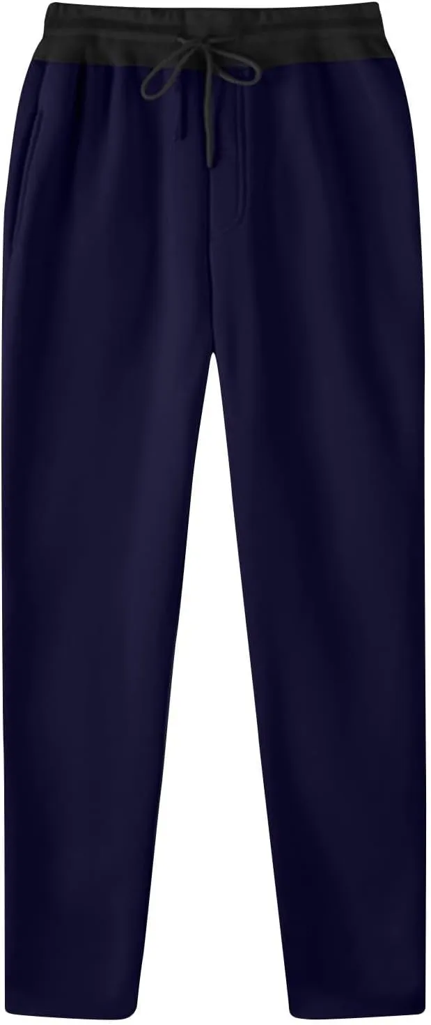 Mens Sweatpants Drawstring Waist Straight Wide Leg Baggy Pants Workout Athletic Sweatpants with Pocket