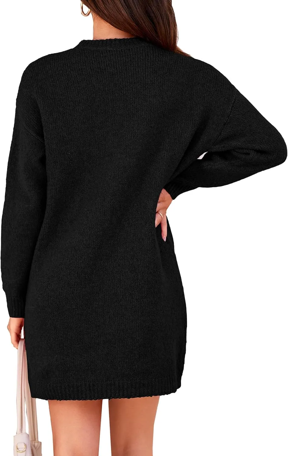 PRETTYGARDEN Women's 2025 Fall Knit Pullover Sweaters Long Sleeve Crewneck Oversized Loose Short Sweater Dress