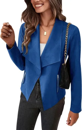 PRETTYGARDEN Women's Faux Suede Jackets 2025 Spring Fall Clothes Long Sleeve Open Front Cropped Coat Outwear