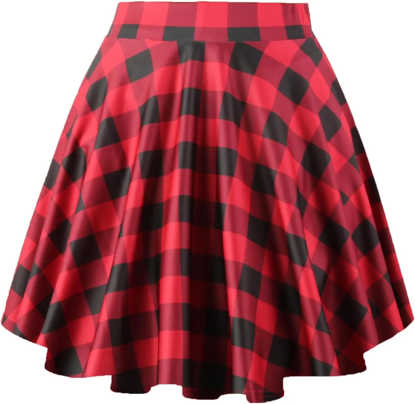 PUKAVT Women's Basic Casual Skirts A-Line Mini Flared Stretchy Skater Party Skirt