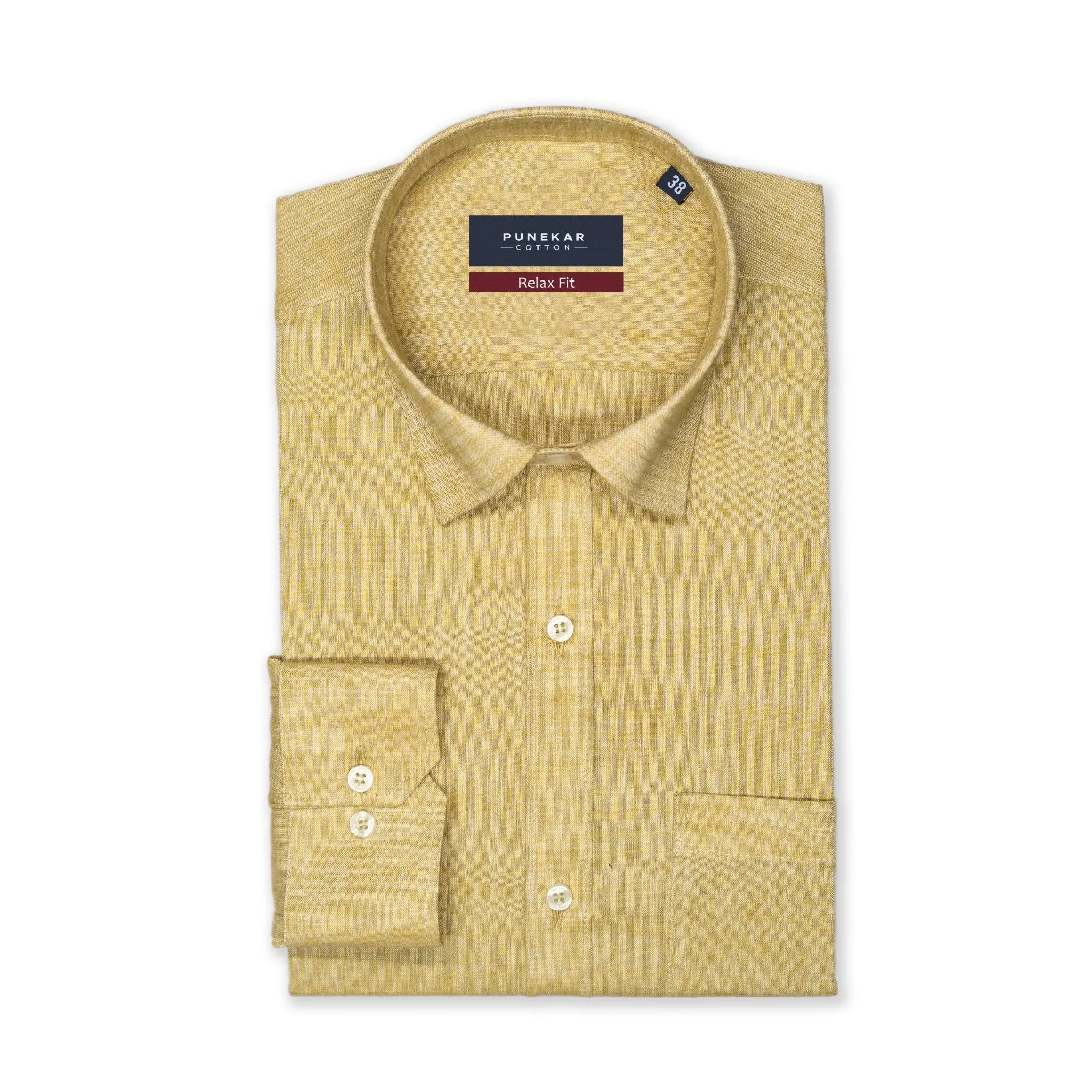 Sand Color Poly Cotton Shirt For Men