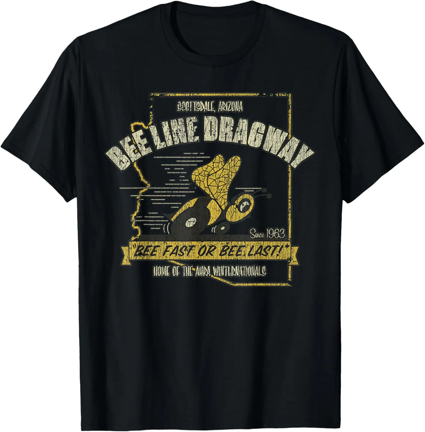 Vintage Bee Dragway Arizona Drag Racing Distressed T-Shirt