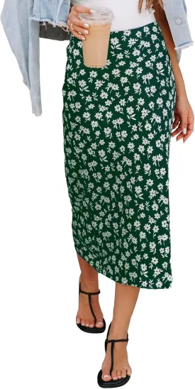 Womens A-line Pleated Corduroy Skater Skirts for Women with Pocket