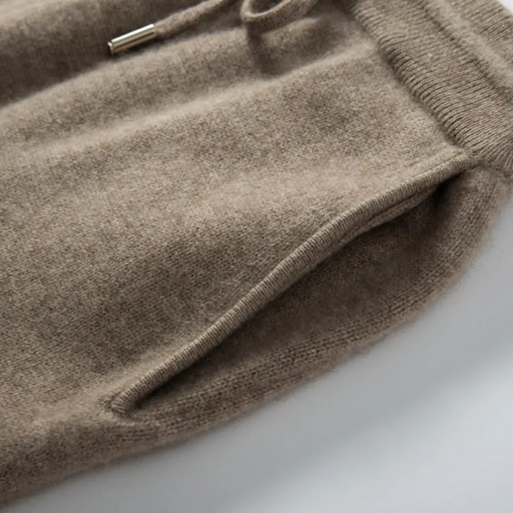 Women's Cashmere and Wool Blend Casual Knit Long Sleeve Thickening Type Hoodie Sweater and Pants Set, 2 Pieces,