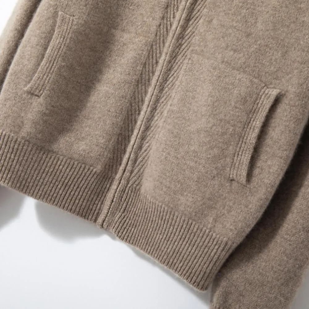 Women's Cashmere and Wool Blend Casual Knit Long Sleeve Thickening Type Hoodie Sweater and Pants Set, 2 Pieces,